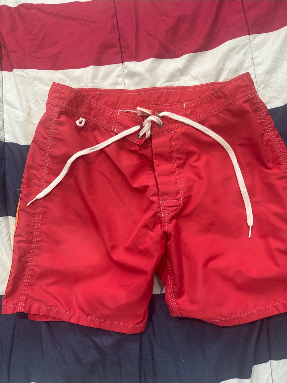 Sundek Red Men's Swim Trunks with White Drawstring